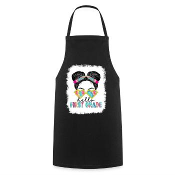 Hello 1st Grade Back To School First Day - Cooking Apron - black - Front - AI Model Male 185 dark (185cm)