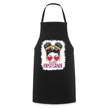 Hello 1st Grade Back To School First Day - Cooking Apron - black - Front - AI Model Male 185 dark (185cm)