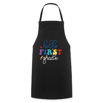 Hello 1st Grade Back To School First Day - Cooking Apron - black - Front - AI Model Male 185 dark (185cm)