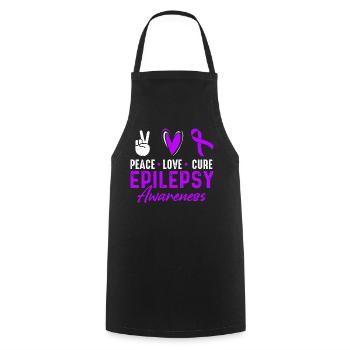 Peace Love Cure Epilepsy Awareness Month Purple - Cooking Apron - black - Front - AI Model Male 185 dark (185cm)