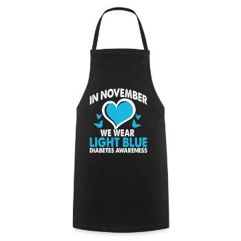 In November we wear light blue - Cooking Apron - black - Front - AI Model Male 185 dark (185cm)