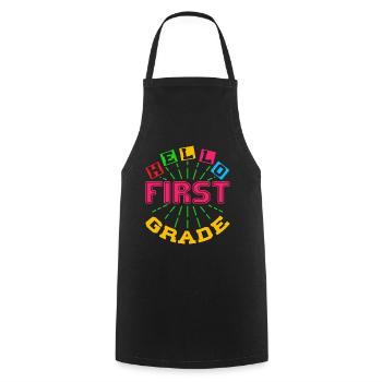 Hello 1st Grade Back To School First Day - Cooking Apron - black - Front - AI Model Male 185 dark (185cm)