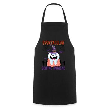 Spooky dental hygiene. - Cooking Apron - black - Front - AI Model Male 185 dark (185cm)