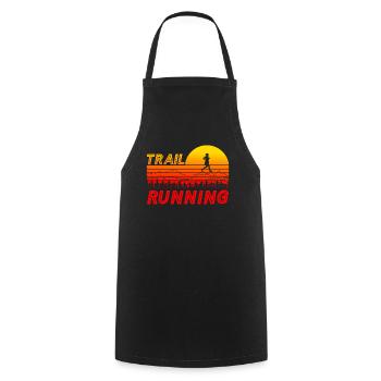 Trail running in orange sunset with mountains - Cooking Apron - black - Front - AI Model Male 185 dark (185cm)