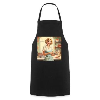 Vintage Hausfrau 50er Jahre - Retro Küche & Backen - Kochschürze - Schwarz - Vorne - AI Model Male 185 dark (185cm)