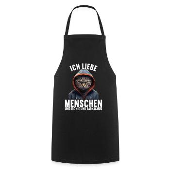 Ich liebe Menschen und Ironie und Sarkasmus - Kochschürze - Schwarz - Vorne - AI Model Male 185 dark (185cm)