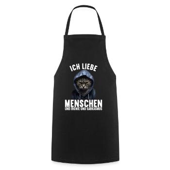 Ich liebe Menschen und Ironie und Sarkasmus - Kochschürze - Schwarz - Vorne - AI Model Male 185 dark (185cm)