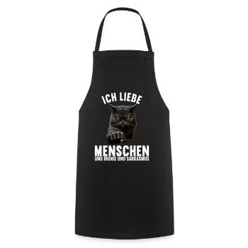 Ich liebe Menschen und Ironie und Sarkasmus - Kochschürze - Schwarz - Vorne - AI Model Male 185 dark (185cm)