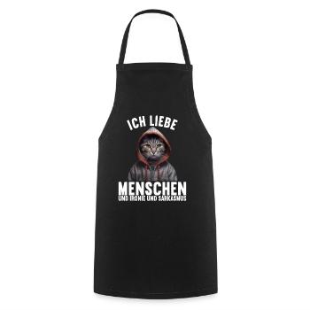 Ich liebe Menschen und Ironie und Sarkasmus - Kochschürze - Schwarz - Vorne - AI Model Male 185 dark (185cm)