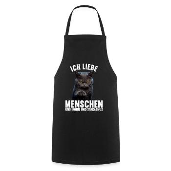 Ich liebe Menschen und Ironie und Sarkasmus - Kochschürze - Schwarz - Vorne - AI Model Male 185 dark (185cm)