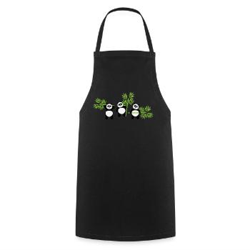 Kawaii Panda mit Bambus – Spaßiges und zartes Muster - Kochschürze - Schwarz - Vorne - AI Model Male 185 dark (185cm)