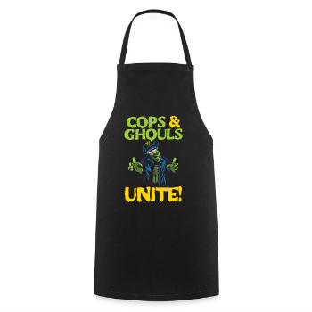 Policemen & Ghouls united! Policeman Spooky Hello - Cooking Apron - black - Front - AI Model Male 185 dark (185cm)