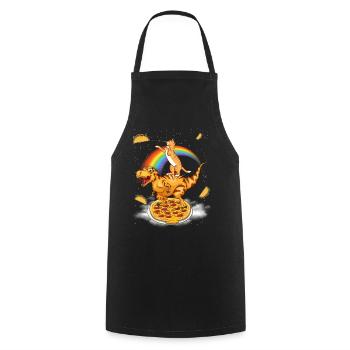 Science Fiction Cat, T-Rex Dinosaur Pizza Dino - Cooking Apron - black - Front - AI Model Male 185 dark (185cm)