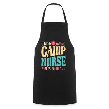 Camping Nurse Floral Design - Cooking Apron - black - Front - AI Model Male 185 dark (185cm)