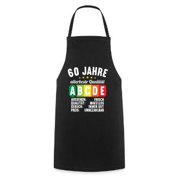 Lebensmittelampel Score 60 Jahre 60 Geburtstag - Kochschürze - Schwarz - Vorne - AI Model Male 185 dark (185cm)
