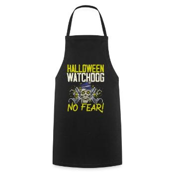 Chien de garde d’Halloween, n’ayez crainte! Policier Halloween - Tablier de cuisine - noir - Devant - AI Model Male 185 dark (185cm)
