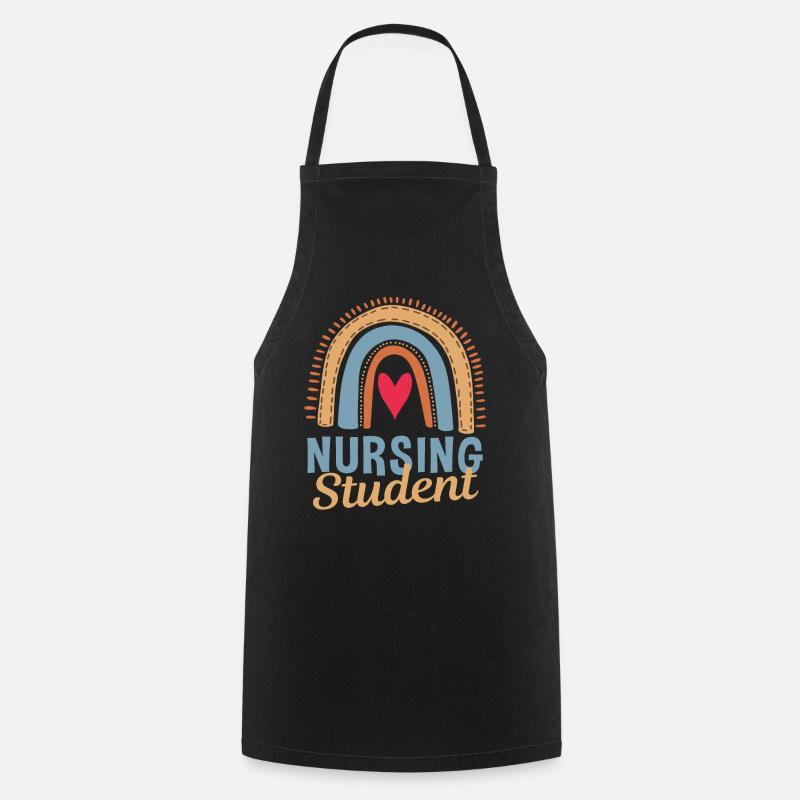 Mignon étudiant en soins infirmiers Boho Rainbow - Tablier de cuisine - noir