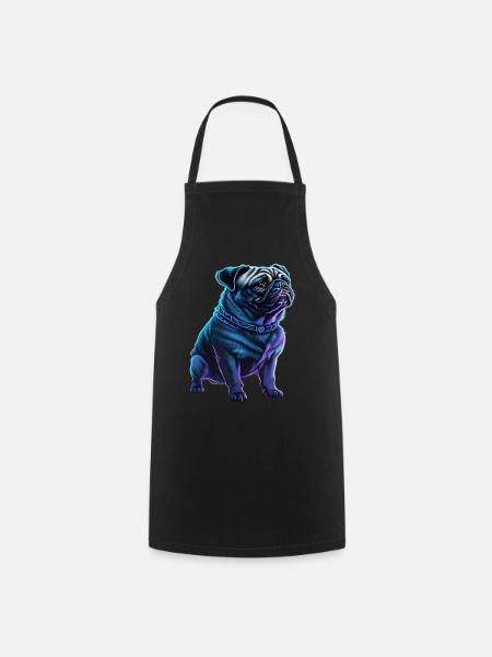 Futuristischer Neon-Mops - Kochschürze - Schwarz
