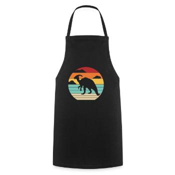 Retro Parasaurolophini Dinosaur Lover - Cooking Apron - black - Front - AI Model Male 185 dark (185cm)