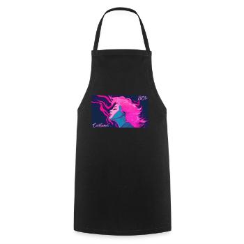 80s Theme Party This is my 80s costume - Cooking Apron - black - Front - AI Model Male 185 dark (185cm)