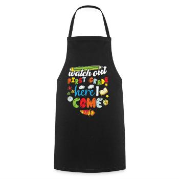 Hello 1st Grade Back To School First Day - Cooking Apron - black - Front - AI Model Male 185 dark (185cm)
