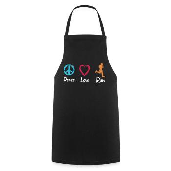 Peace Love Running - Cooking Apron - black - Front - AI Model Male 185 dark (185cm)
