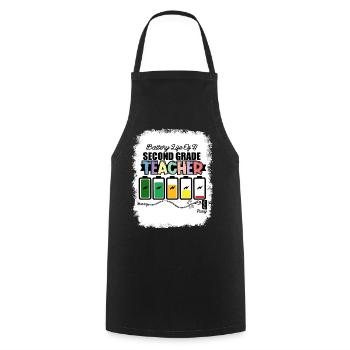 Second Grade Rainbow Girls Boys Teacher Team 2nd - Cooking Apron - black - Front - AI Model Male 185 dark (185cm)