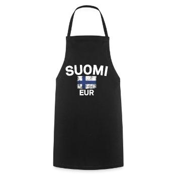 Finnish Flag Grunge: Suomi EUR - Cooking Apron - black - Front - AI Model Male 185 dark (185cm)