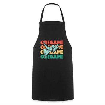 Retro Text Papier Kranich Falten Eule Meister Origami - Kochschürze - Schwarz - Vorne - AI Model Male 185 dark (185cm)