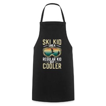 Ski kid comme un enfant normal mais plus cool - Tablier de cuisine - noir - Devant - AI Model Male 185 dark (185cm)