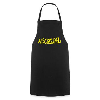 Asozial - Malle & Party-Spruch - Kochschürze - Schwarz - Vorne - AI Model Male 185 dark (185cm)