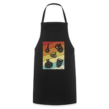 Retro Hobby Pottery Pro Wheel Lover Pottery - Cooking Apron - black - Front - AI Model Male 185 dark (185cm)