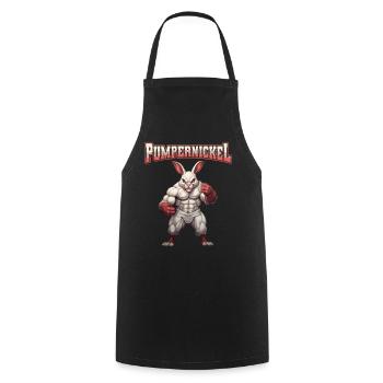 Pumpernickel Bodybuilding Kraftsport Fitness Meme - Kochschürze - Schwarz - Vorne - AI Model Male 185 dark (185cm)
