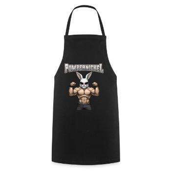 Pumpernickel Bodybuilding Kraftsport Fitness Meme - Kochschürze - Schwarz - Vorne - AI Model Male 185 dark (185cm)