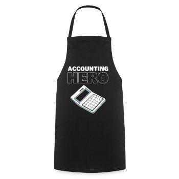 Accounting Hero Buchhalter - Kochschürze - Schwarz - Vorne - AI Model Male 185 dark (185cm)