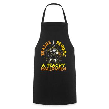 Brains & Brooms: Un tunt d’horreur éducatif d’Halloween - Tablier de cuisine - noir - Devant - AI Model Male 185 dark (185cm)