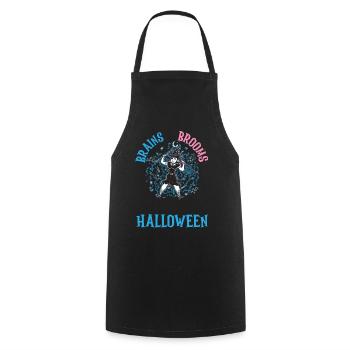 Brains & Brooms: Un tunt d’horreur éducatif d’Halloween - Tablier de cuisine - noir - Devant - AI Model Male 185 dark (185cm)