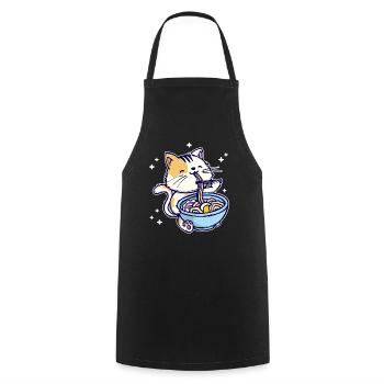 Ramen Anime Manga Comic Cat Animation Japan - Cooking Apron - black - Front - AI Model Male 185 dark (185cm)