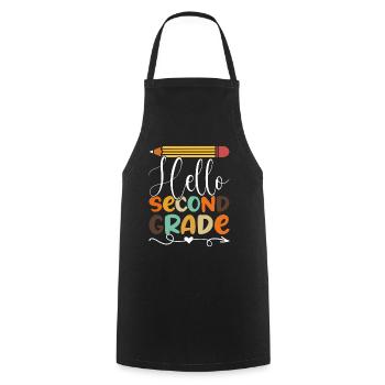 Second Grade Rainbow Girls Boys Teacher Team 2nd - Cooking Apron - black - Front - AI Model Male 185 dark (185cm)