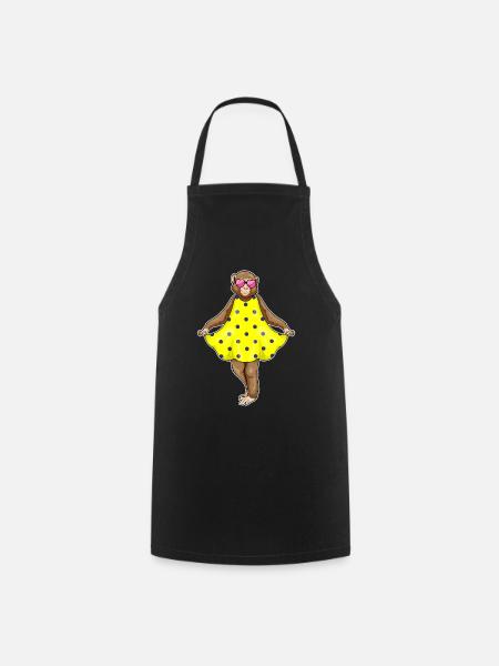 Affe Polka Dots Kleid - Kochschürze - Schwarz