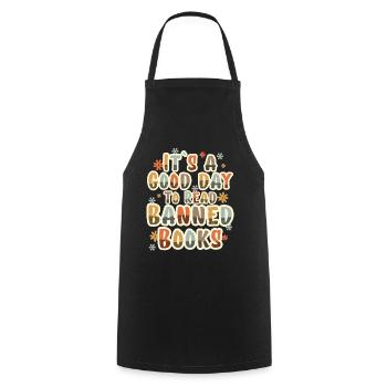 It ́s A Good Day To Read Banned Books - Cooking Apron - black - Front - AI Model Male 185 dark (185cm)