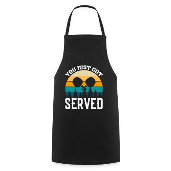 Vous venez d’être servi - Tablier de cuisine - noir - Devant - AI Model Male 185 dark (185cm)