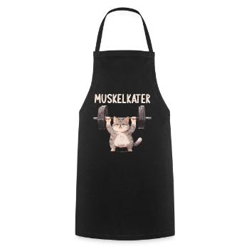 Muskelkater Bodybuilding Kraftsport Fitness Meme - Kochschürze - Schwarz - Vorne - AI Model Male 185 dark (185cm)