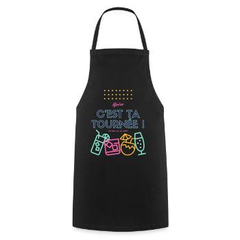 c est ta tournée ! Design humour apéro - Tablier de cuisine - noir - Devant - AI Model Male 185 dark (185cm)