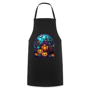 Halloween Stained Glass Stained Glass - Cooking Apron - black - Front - AI Model Male 185 dark (185cm)