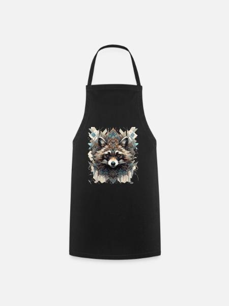 Waschbär Waschbären Waschbärkopf Tiere - Kochschürze - Schwarz