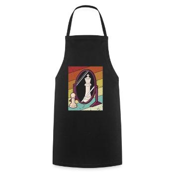 Joueur rétro Grand maître Reine Échecs professionnels - Tablier de cuisine - noir - Devant - AI Model Male 185 dark (185cm)
