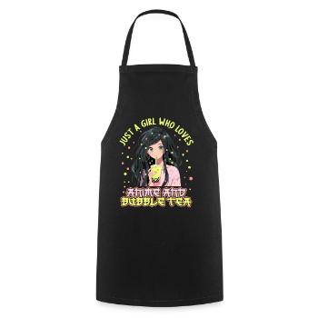 Just a girl who loves Anime and Boba Bubble Tea - Kochschürze - Schwarz - Vorne - AI Model Male 185 dark (185cm)