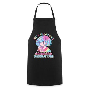 Just a girl who loves Anime and Boba Bubble Tea - Kochschürze - Schwarz - Vorne - AI Model Male 185 dark (185cm)