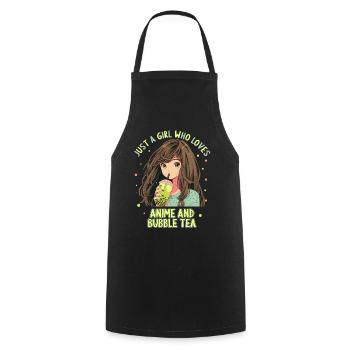 Just a girl who loves Anime and Boba Bubble Tea - Kochschürze - Schwarz - Vorne - AI Model Male 185 dark (185cm)